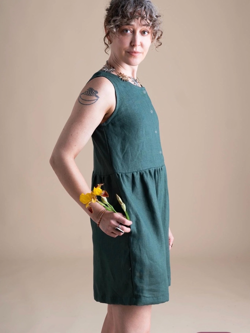 Large Conscious Clothing Lisbon Romper in Spruce - Picture 3 of 6